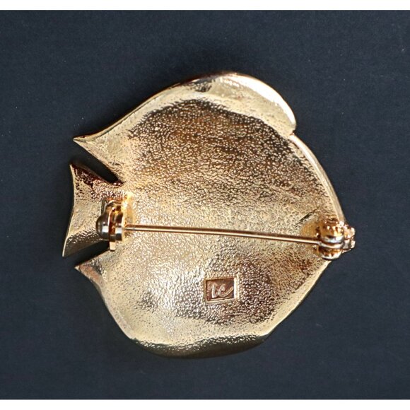 Liz Claiborne Enamel And Gold Tone On Metal Colorful Fish Brooch - Picture 2 of 2